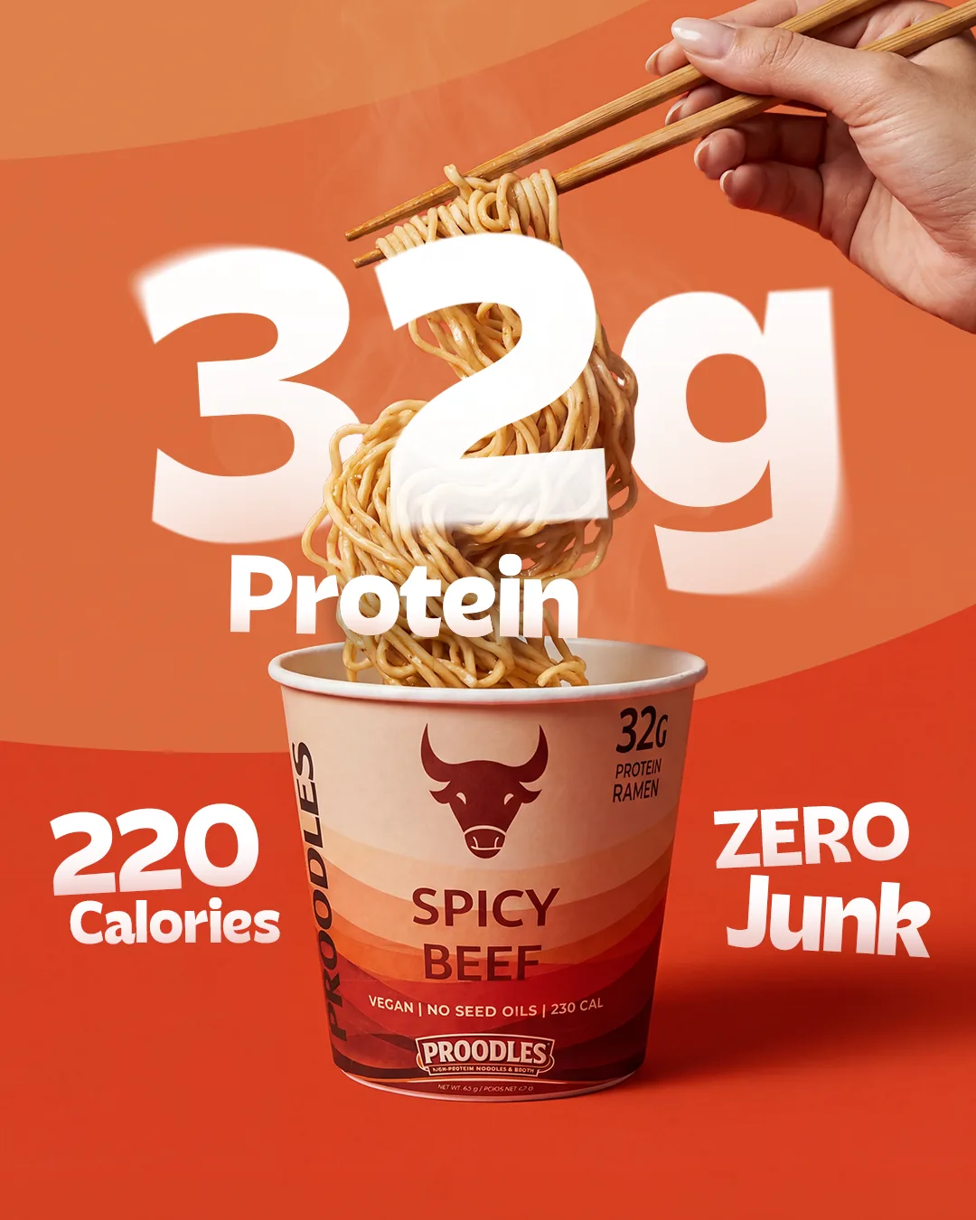 Proodles ad: 32g protein, 220 calories, zero junk